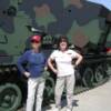 Sandra Tucker and Sandy Vasek with New Army Missile Launcher.